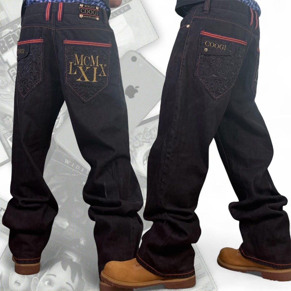 Vintage Coogi Country Club Skater Jeans Black Embroidered Baggy Y2K Denim 34x34